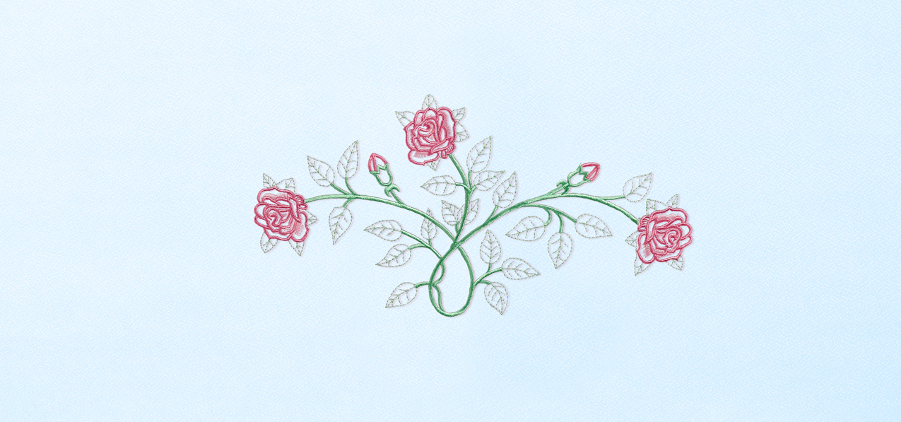 Vine And Rose Pink-Blue Faux